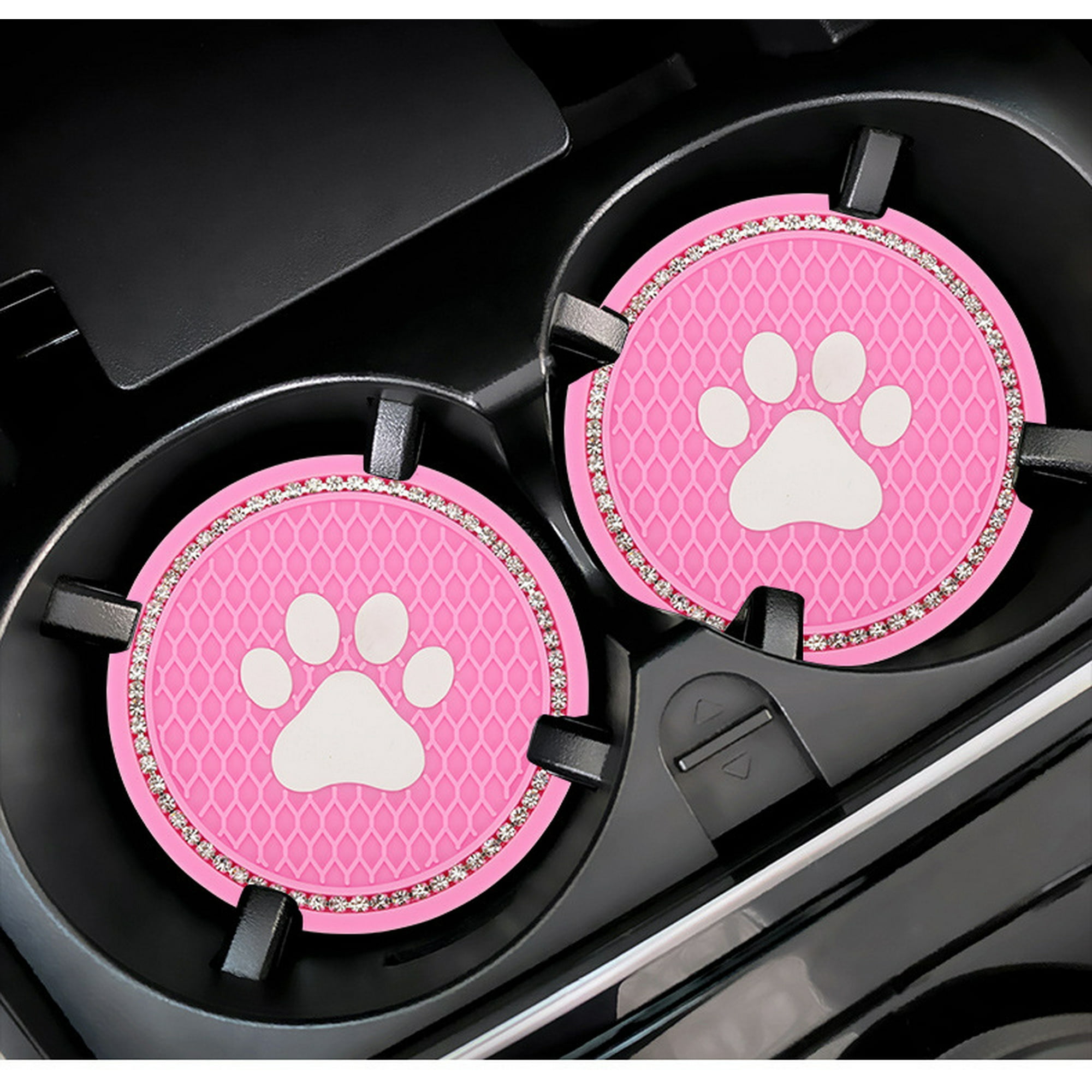 Diannasun 2 Packs Car Coasters Car Cup Holder Coasters Silicone Anti Slip Dog Paw Coaster Mat Accessories For Most Cars Trucks Rvs And More 2.75 In