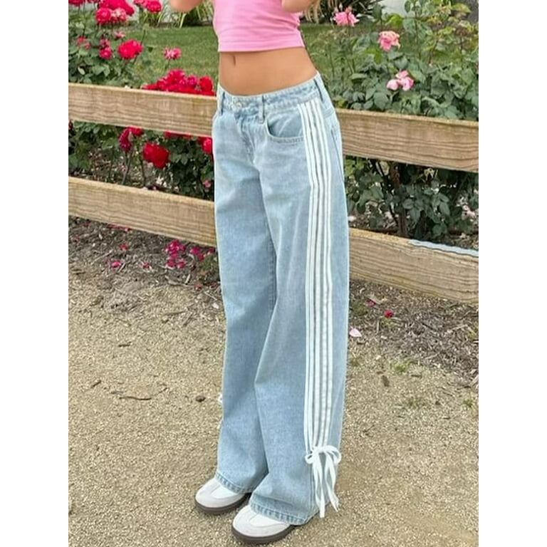 【RANCHIC】side slit denim ribbon pants RANCHIC】side slit denim ribbon pants RANCHIC】side slit