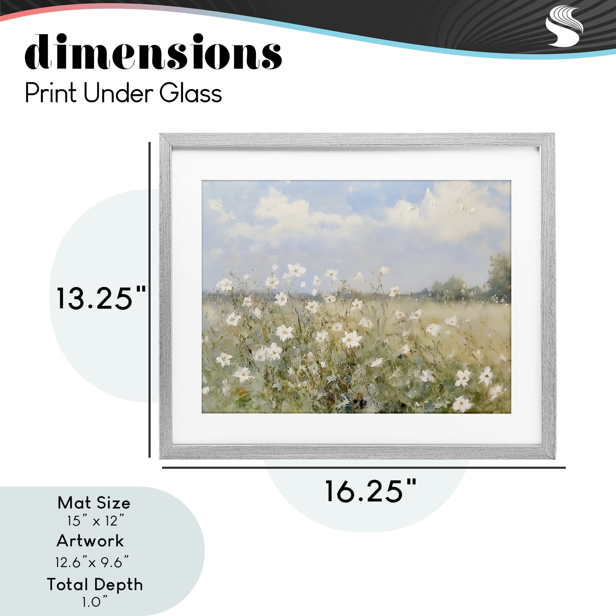 Stupell Industries Neutral Wildflower Field in Bloom Gray Framed Print Under Glass, design by LSR Design Studio