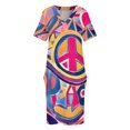 thumbnail image 3 of Vestido holgado con bolsillo para mujer ropa de arte Retro Hippie paz y amor, 3 of 6