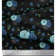 thumbnail image 3 of Soimoi Black Poly Georgette Fabric Leaves & Floral Hand Drawn Decor Fabric Printed Yard 42 Inch Wide, 3 of 3