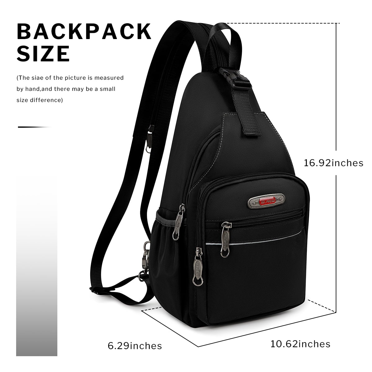 Sling Bags for Men Women Crossbody Small Sling Backpack with Single Double Shoulder Lightweight Over Shoulder Bag for Daily Travel Use,8610-Black