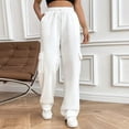 thumbnail image 2 of DHFJKG Women's Wide Leg Sweatpants With Multi Side Pockets Loose Fit Elastic Drawstring Solid Color Sports Casual Pants For Commuting Running Soft Comfort Trousers, 2 of 9
