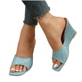 thumbnail image 3 of LEEYNEER Women Sandals Clearance 2023! Women‘s Platform Wedge Sandals Extremely Comfy Slides Sandals New Sloping Heels For Casual Wearing Sandals Retro Open Toe Slippers Non-Slip, 3 of 6