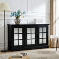 thumbnail image 5 of FFZ 45" W Storage cabinet with 3 mirrored acrylic doors, sideboard with adjustable shelves for living room dinning room kitchen, black decorative laminates and MDF substrate buffet with magnetic door, 5 of 6
