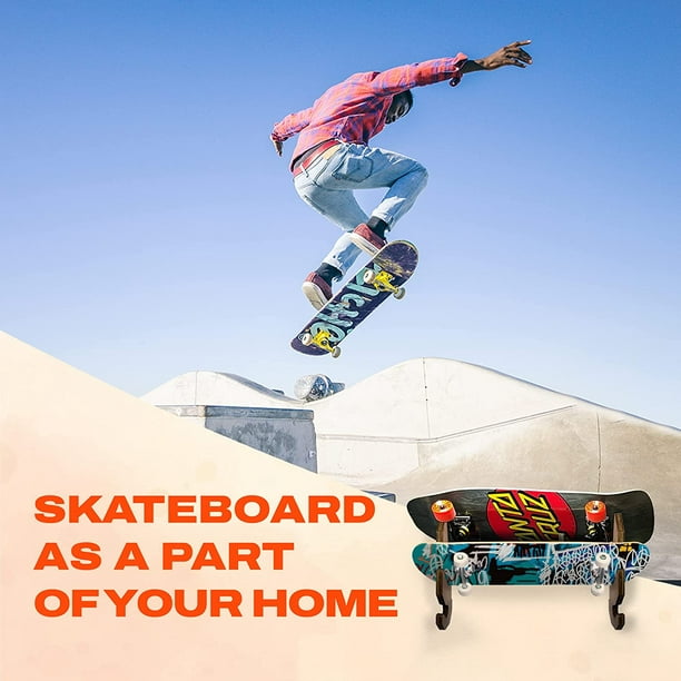 INFIDEZ Wooden Skateboard Wall Mount with Hanger Hook for Roller