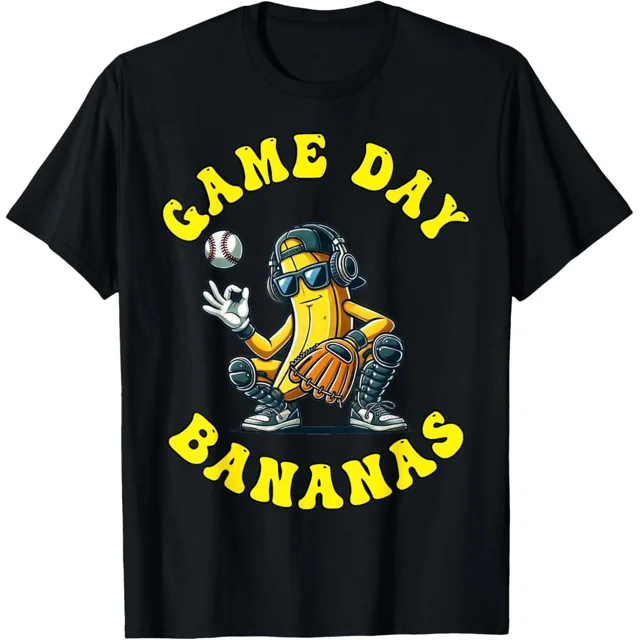 Sport Cute Banana Graphics Yellow Banana Baseball Lover T-Shirt