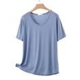thumbnail image 4 of Besolor Plus Size Pajamas Tops for Women Summer Lightweight Casual Comfy Crewneck Short Sleeve Shirts Homewear, 4 of 7