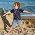 thumbnail image 3 of FORMRS Boys Rash Guard with Short Sleeves UPF 50+ Swim Shirts Sizes 3-12T, Roses and Pearls, 3 of 6