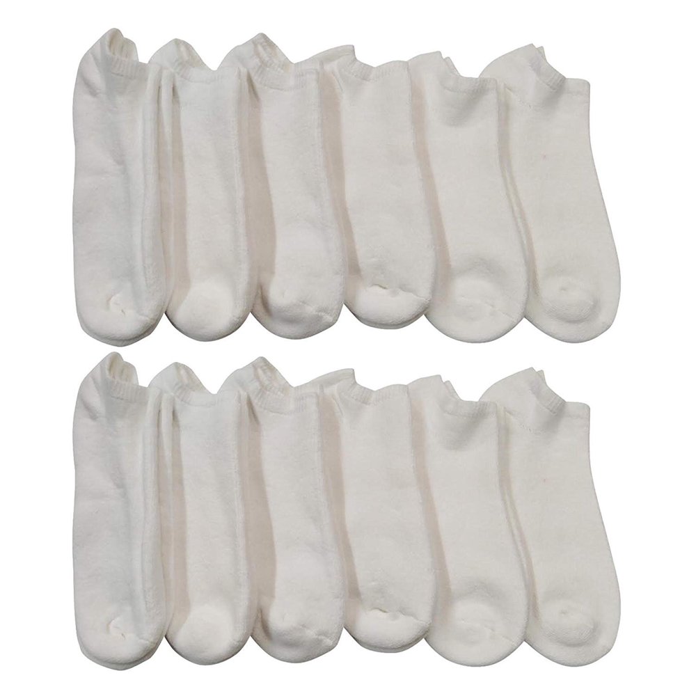 SOCKS'NBULK 12 Pair Packs Of Mens No Show Cotton Ankle Socks, Sport Athletic Socks (White