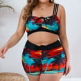 thumbnail image 4 of VJATTWR Bathing Suits Women Tankini My Items Women's Summer Fashion Coconut Tree Printed Webbing Shoulder Strap Split Swimsuit Drawstring Backless Plus Size Bikini Swimsuit, 4 of 8