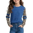 thumbnail image 3 of Ugoldhm Girls Tees Leopard Print Long Sleeve Round Neck Tops Drop Shoulder Fall Fashion Shirts, 3 of 7