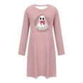 thumbnail image 5 of ZQUUVOU Cotton Nightgown for Women Cute Printed Long Sleeved Sleepdress Crew Neck Loose Comfortable Short Nightgown Pink, 5 of 5