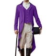thumbnail image 2 of LANGWYQU Long Sleeved Men V-Neck Solid Vintage Costume Jacket Trench Coat, 2 of 5