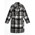 thumbnail image 4 of Ghalytn Women's Plaid Mid Long Coat Notched Lapel Single Button Long Sleeve Tartan Overcoat with Pockets, 4 of 9