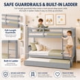 thumbnail image 4 of SESSLIFE Twin Over Twin Bunk Bed with Trundle, Convertible Wood Bunk Bed Frame with Ladder & Safety Guardrail, Separates into 2 Twin Beds, Space-Saving for Kids Bedroom, Guest Room, Gray, 4 of 8