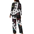 thumbnail image 2 of Suhoaziia Pajamas for Women Soft Comfy Nightclothes Print Graphic Music Piano Long Sleeve Tops with Long Pants Novelty Loose Fitting Crewneck Button Loungewear Size L, 2 of 6