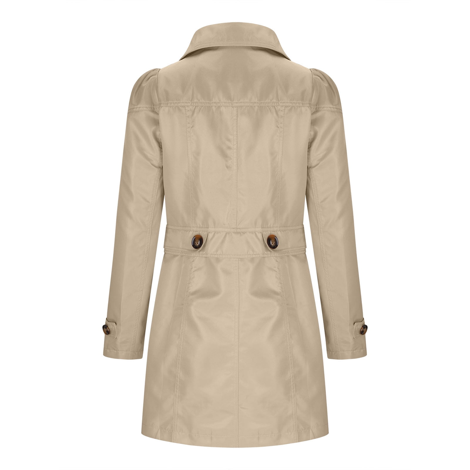 Women's Lapel Button Down Trench Coat Casual Long Sleeve Pockets Jackets Coat Classic Belted Overcoat