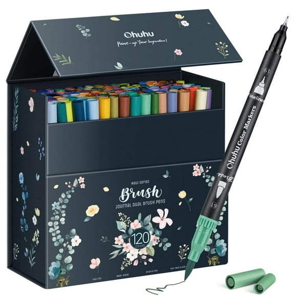 Marcadores para colorear Ohuhu 120 colores a base de agua con doble punta