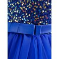 thumbnail image 4 of MAWCLOS Robe de Soirée Douce pour Tout-Petit Couleur Unie Paillettes Robe d'Été Bleu Royal 140cm, 4 of 7