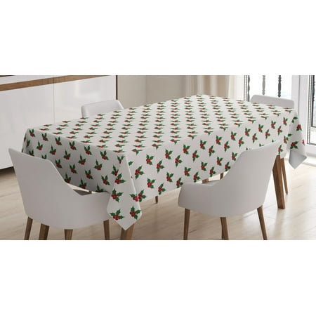 

Christmas Decorations Tablecloth Holly Berries Mistletoe Fruit Pattern Seasonal Symbol of Peace Rectangular Table Cover for Dining Room Kitchen 60 X 90 Inches Red Green White by Ambesonne