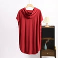 thumbnail image 3 of Plebaso Plus Size Womens Short Sleeve Hoodies Long Casual Pullover Summer Comfy Hooded Shirts Loungewear, 3 of 6