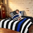 thumbnail image 4 of Manfei Grunge Blue American Flag Queen Comforter Set, Patriotic Fourth of July Comforter Sets Queen, Black White Blue, Black Reversible 3 Pieces, 1 Comforter and 2 Pillowcases, 4 of 6