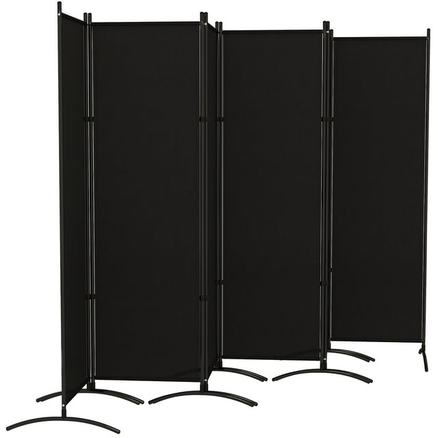 Outsunny Paravent Pliant à 6 Panneaux, Écran d'Intimité UV30+, Panneau d'Intimité Intérieur Extérieur avec Base Stable, Noir