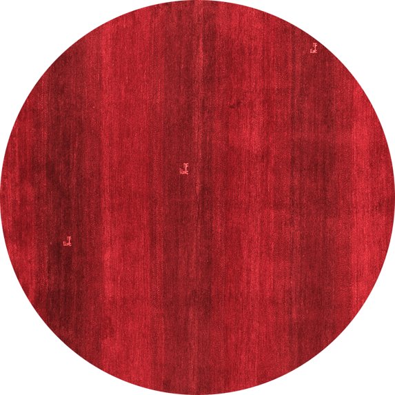 Ahgly Company Indoor Round Abstract Red Contemporary Area Rugs, 5' Round