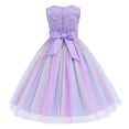 thumbnail image 4 of IBTOM CASTLE Flowers Girls Tulle Lace Dress for Kids Wedding Bridesmaid Pageant Birthday Party Communion Formal Princess Prom Maxi Gown 4-5 Years Rainbow Purple, 4 of 9
