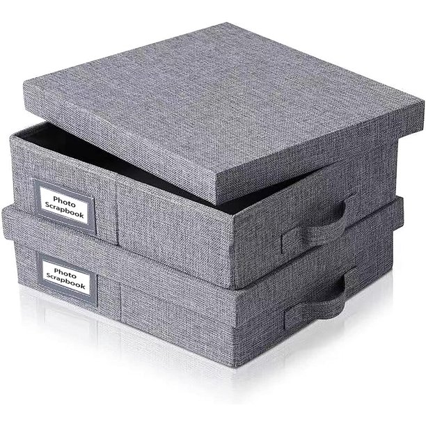 Linen Scrapbook Storage Box Photo Storage Boxes (2pack) 14.6 '' x 13