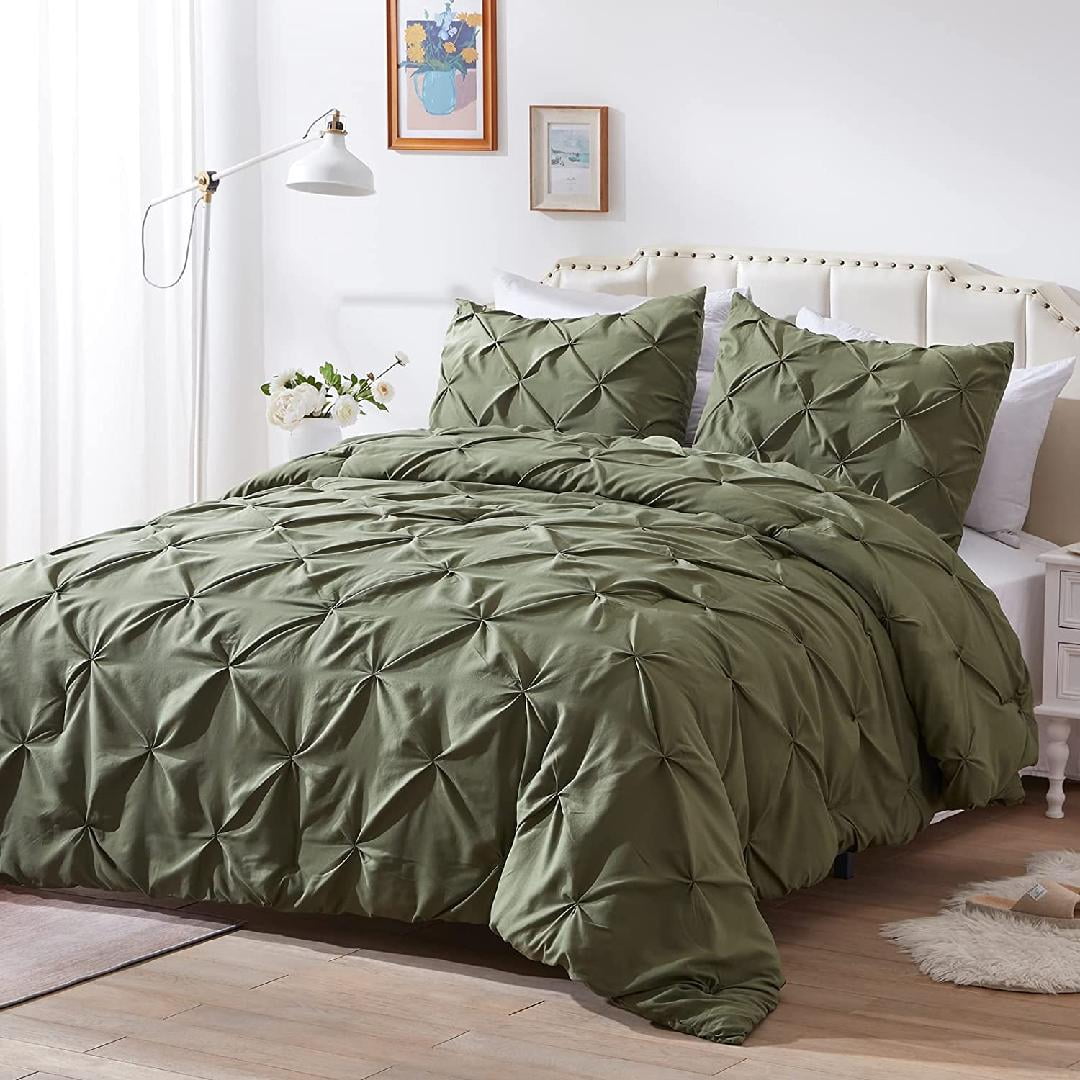 King Comforter Set Pintuck Olive Green Comforter Set Soft Pinch Pleat