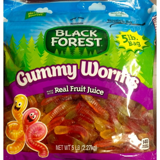 6 PACKS Black Forest Gummy Worms 5lb Resealable Bag