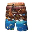 thumbnail image 5 of Kll Animals On Noah'S Ark Men'S Casual Summer Beach Shorts Hawaiian Shorts With Pockets-Large, 5 of 9