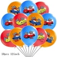thumbnail image 5 of Suministros para fiestas de Hot Wheels, globos de carreras para decoración de fiestas, banderas para niños, pancartas de feliz cumpleaños, globos de carreras a cuadros con llamas blancas y negras, 5 of 5