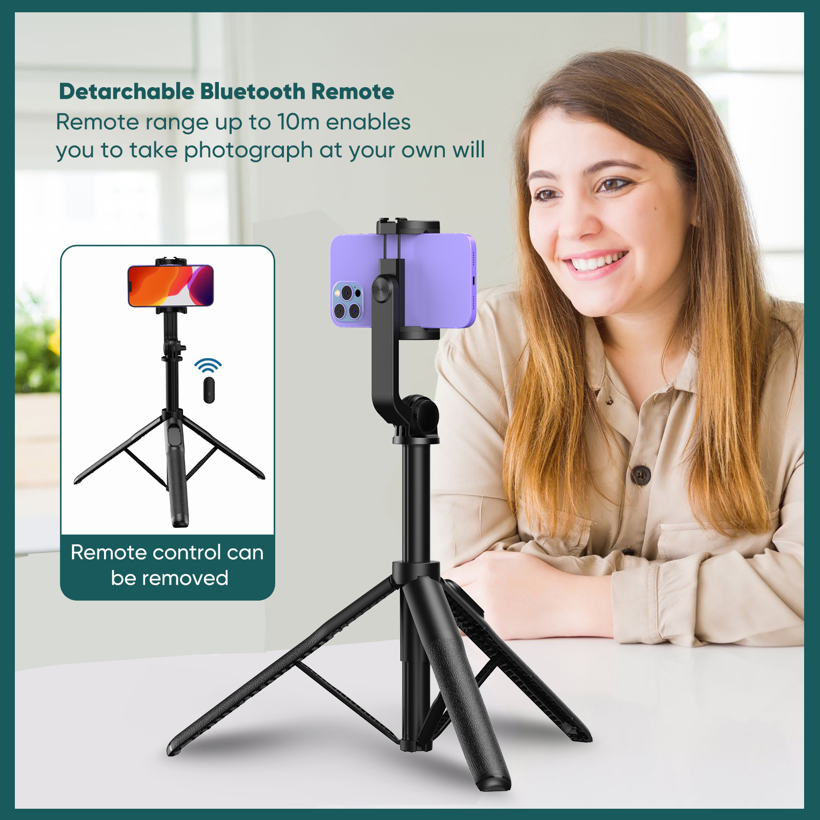 Apexel 1.5m Foldable Phone Tripod Extended Selfie Stick Portable iPhone Selfie Stick 360° Adjustable Stand For iPhone Android