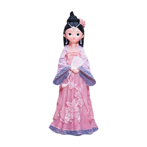 Chinese Girls Doll Ancient Resin Figurine Mini Hanfu Style Unique Decor for Bedroom Bookshelf Office