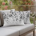 thumbnail image 3 of Outdoor Pillow Covers 20x12 Set of 2, Grey Leaves Waterproof Patio Throw Pillow Covers for Couch Sofa Chair, Summer Botanical Decorative Pillowcases for Throw Pillows, 3 of 9