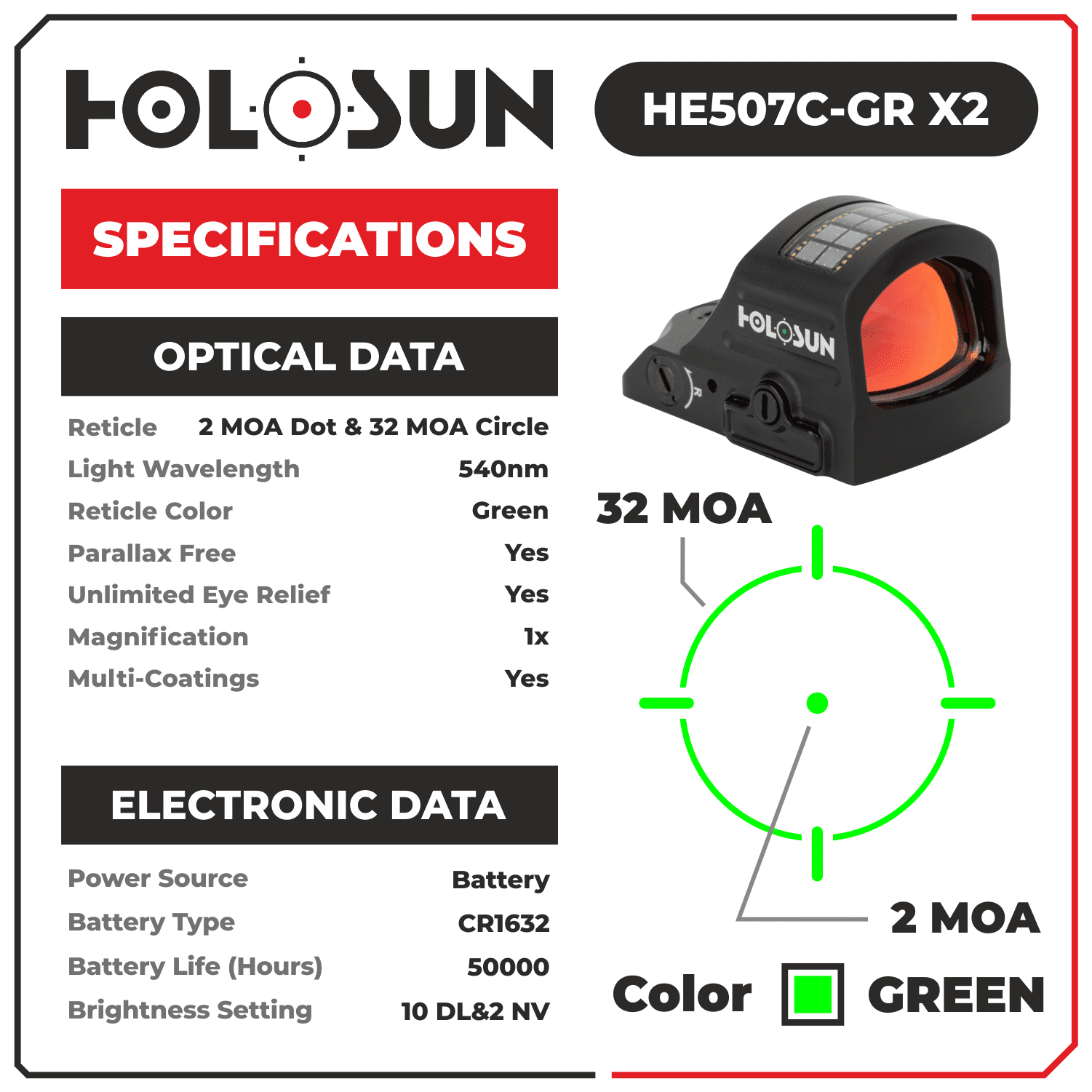 Holosun HE507C-GR-X2 Elite Green Dot with Lens Cleaning Pen and Extra Battery and Lens Cleaning Cloth Bundle