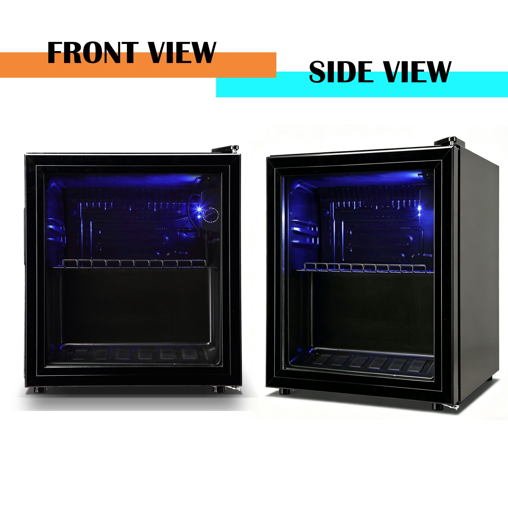 JIEJIA Beverage Refrigerators 58-Can Small Mini Fridge Glass Door, Removable Shelves for Soda Beer or Wine, 1.7 Cu.ft