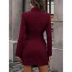 thumbnail image 1 of Vestido Con Cinturón, Elegante Vestido De Manga Larga Con Cuello En V, Color Puro Suave Para Ir De Compras Y Citas ANGGREK Borgoña L, 1 of 6