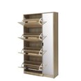 thumbnail image 6 of Wood Shoe Cabinet, Natural Rattan Shoe Storage Cabinet with 4 Tier Flip Drawers and Glass Mirror, 6 of 7