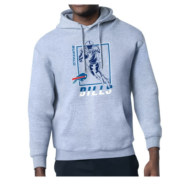 Men's Starter Heather Gray Buffalo Bills Player Grid Pullover Hoodie