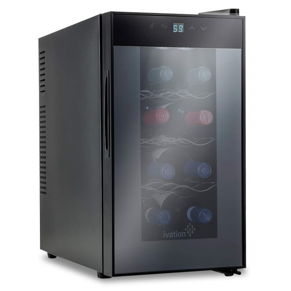 Ivation 8 Bottle Thermoelectric Wine Cooler, Quiet Freestanding Wine Fridge, Black