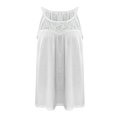 thumbnail image 4 of Playeras,Blusas y Tops,Ropa para Mujer Gráfico camisetas sin mangas para las mujeres Top de camiseta sin mangas plisada de encaje casual para mujer (White, L), 4 of 5
