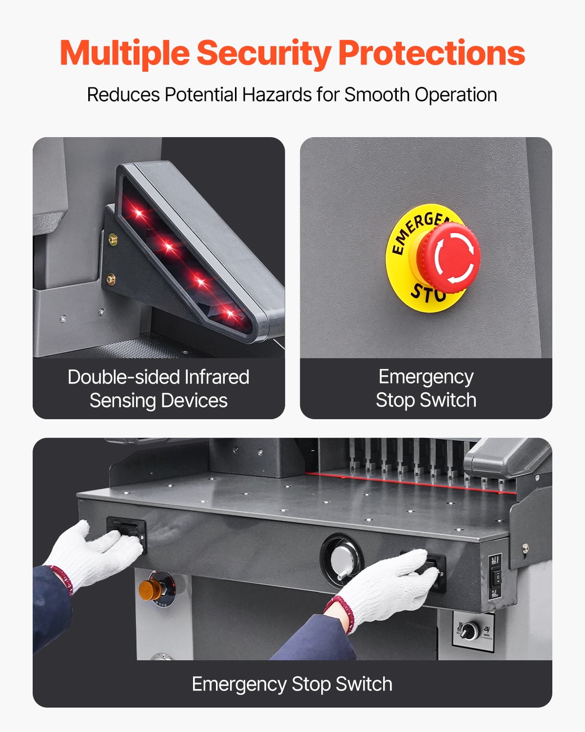 VEVOR Electric Hydraulic Paper Cutter, 2500W Heavy Duty Paper Cutter Machine 20.2 in/515 mm Cutting Width, 3.1 in/80 mm Cutting Thickness