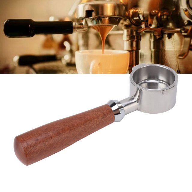 Bottomless Portafilter, Coffee Portafliter Easy Cleaning Redwood Handle with Filter Basket for Home