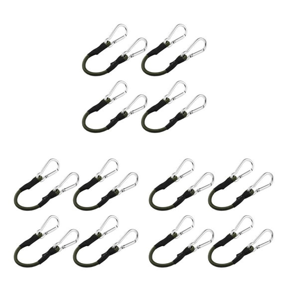 12 Pack Mini Short Bungee Cords with Carabiner Hooks Heavy Duty Elastic Tie Downs Straps for Tent, Bike, Kayak, Luggage