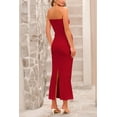 thumbnail image 3 of Vestido PRETTYGARDEN Strapless Ajustado con Nudo Twist Maxi Rojo S, 3 of 8