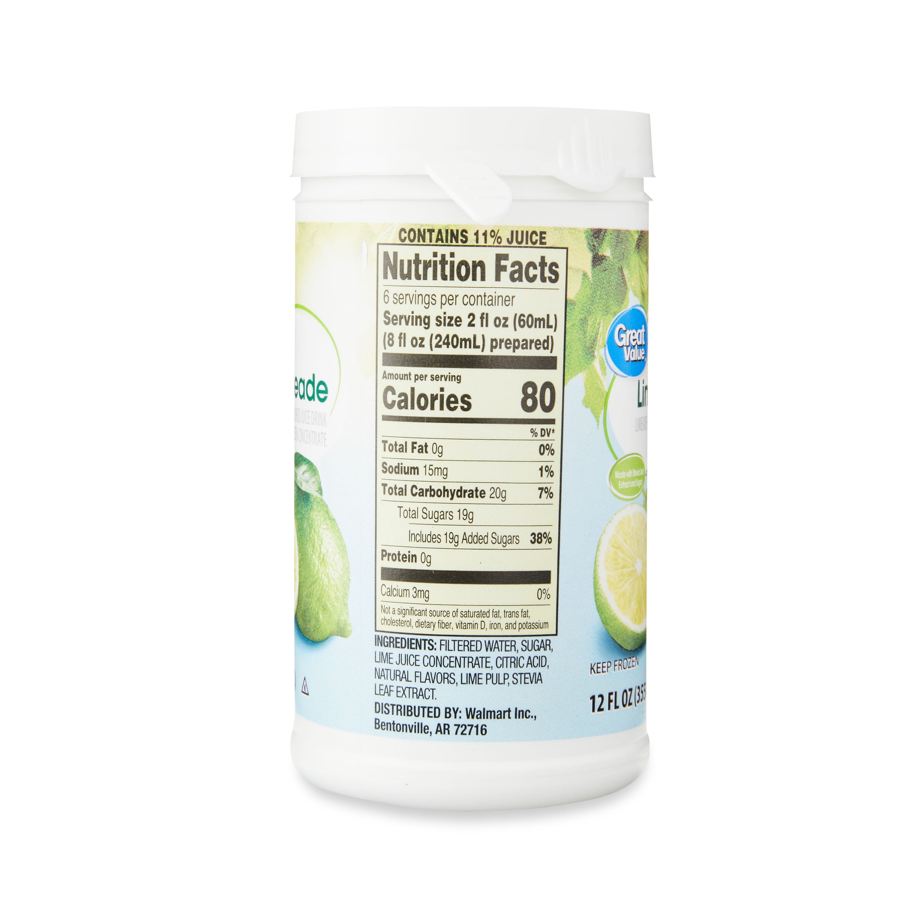Great Value Limeade Flavored Juice Drink, 12 fl oz (Frozen)